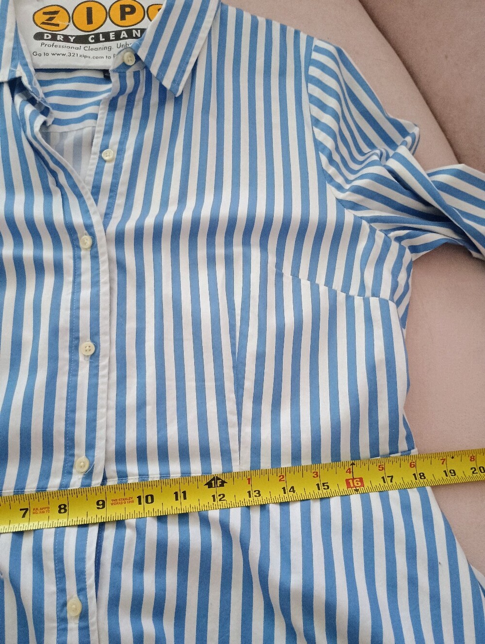 Talbots Coastal Blue and White Striped Button-Up Shirt Dress - Picture 6 of 6